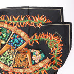 Hermès Carré 90 "AUX PAYS DES EPICES" Silk handkerchief in Black