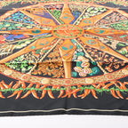 Hermès Carré 90 "AUX PAYS DES EPICES" Silk handkerchief in Black