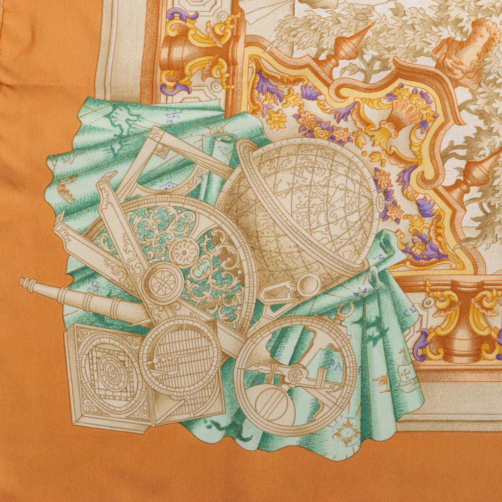 Hermès Carré 90 "AZVLEJOS" Silk handkerchief in Orange