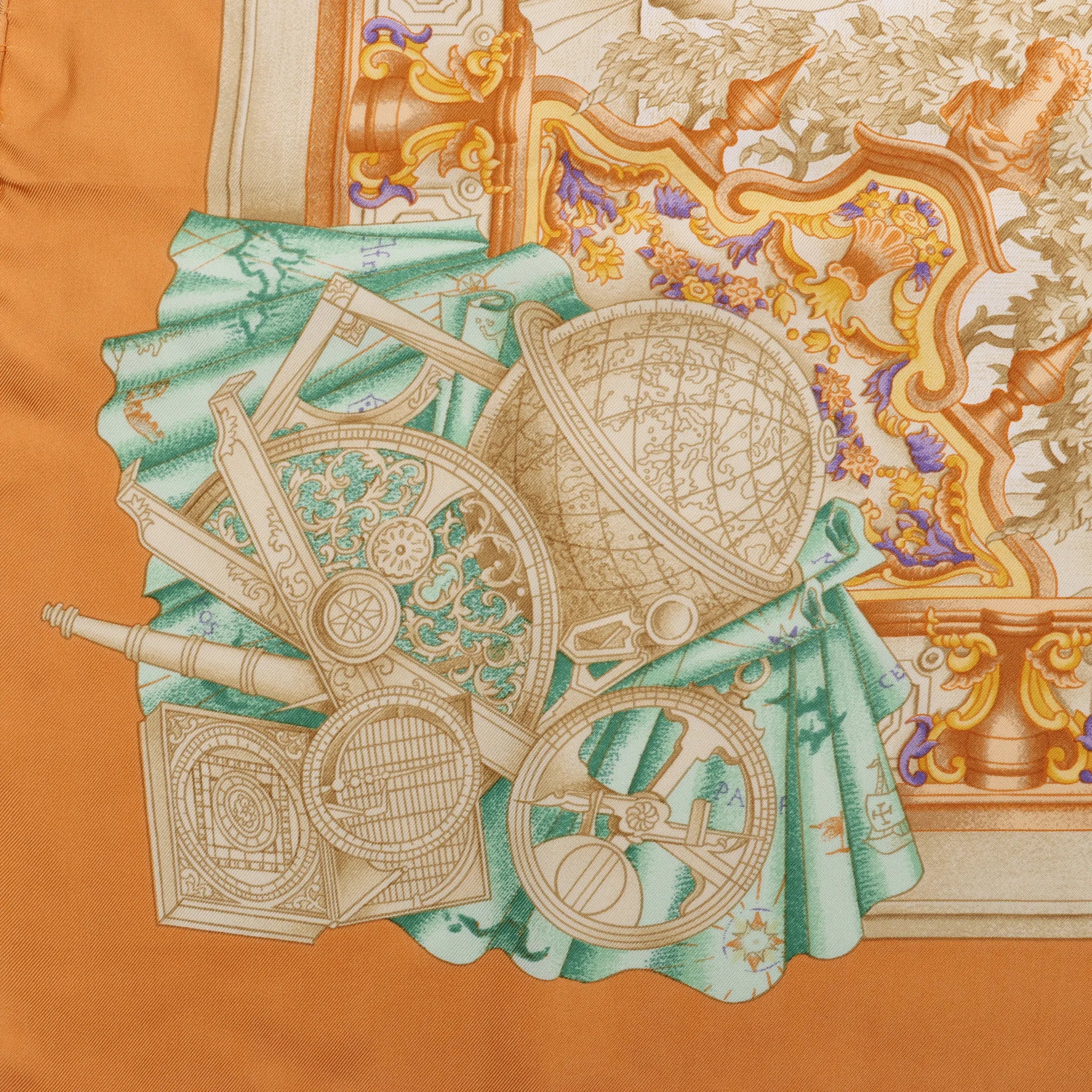 Hermès Carré 90 "AZVLEJOS" Silk handkerchief in Orange