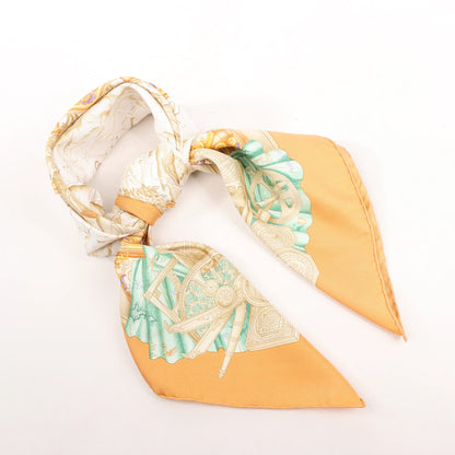 Mouchoir en soie Hermès Carré 90 « AZVLEJOS » orange