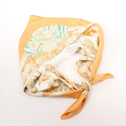 Mouchoir en soie Hermès Carré 90 « AZVLEJOS » orange