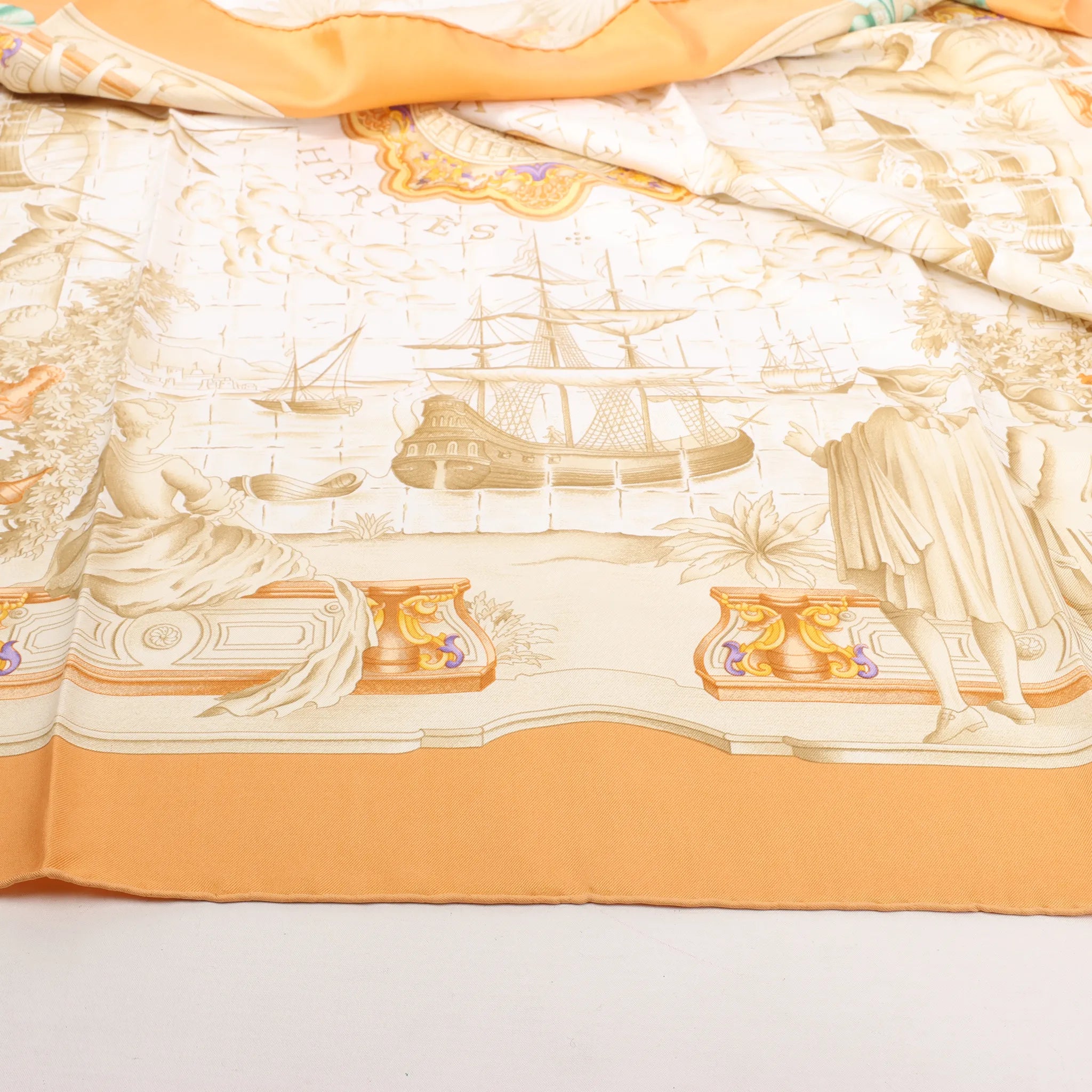 Hermès Carré 90 "AZVLEJOS" Silk handkerchief in Orange
