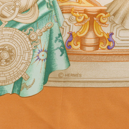 Mouchoir en soie Hermès Carré 90 « AZVLEJOS » orange