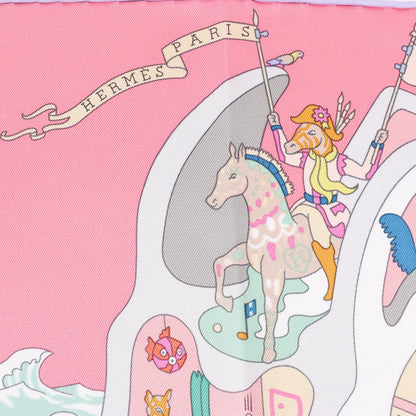 Hermès Carré 90 „Academia“ Seidentaschentuch in Rosa