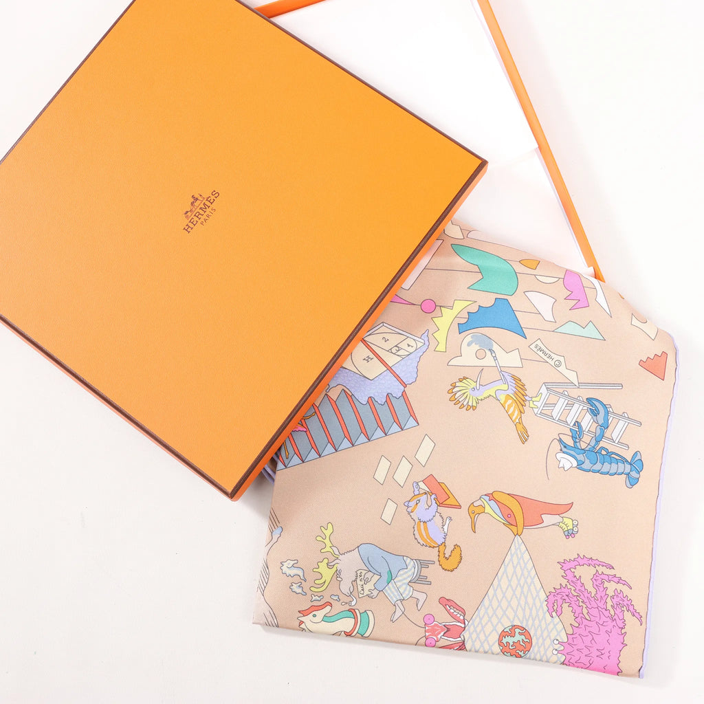 Hermès Carré 90 "Academia" Silk handkerchief in Pink