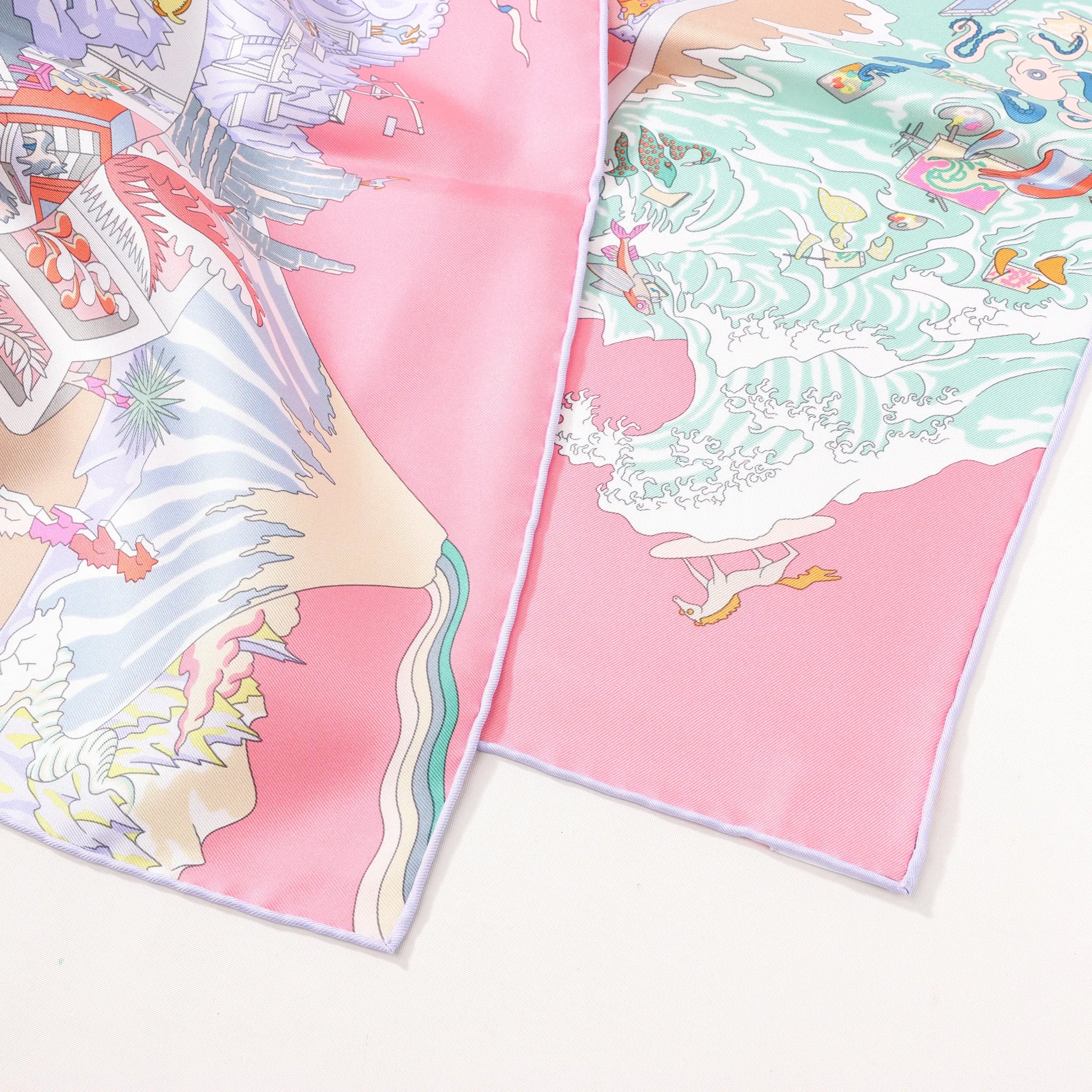 Hermès Carré 90 "Academia" Silk handkerchief in Pink