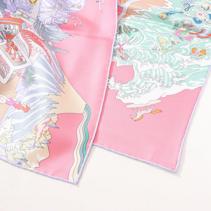 Hermès Carré 90 „Academia“ Seidentaschentuch in Rosa