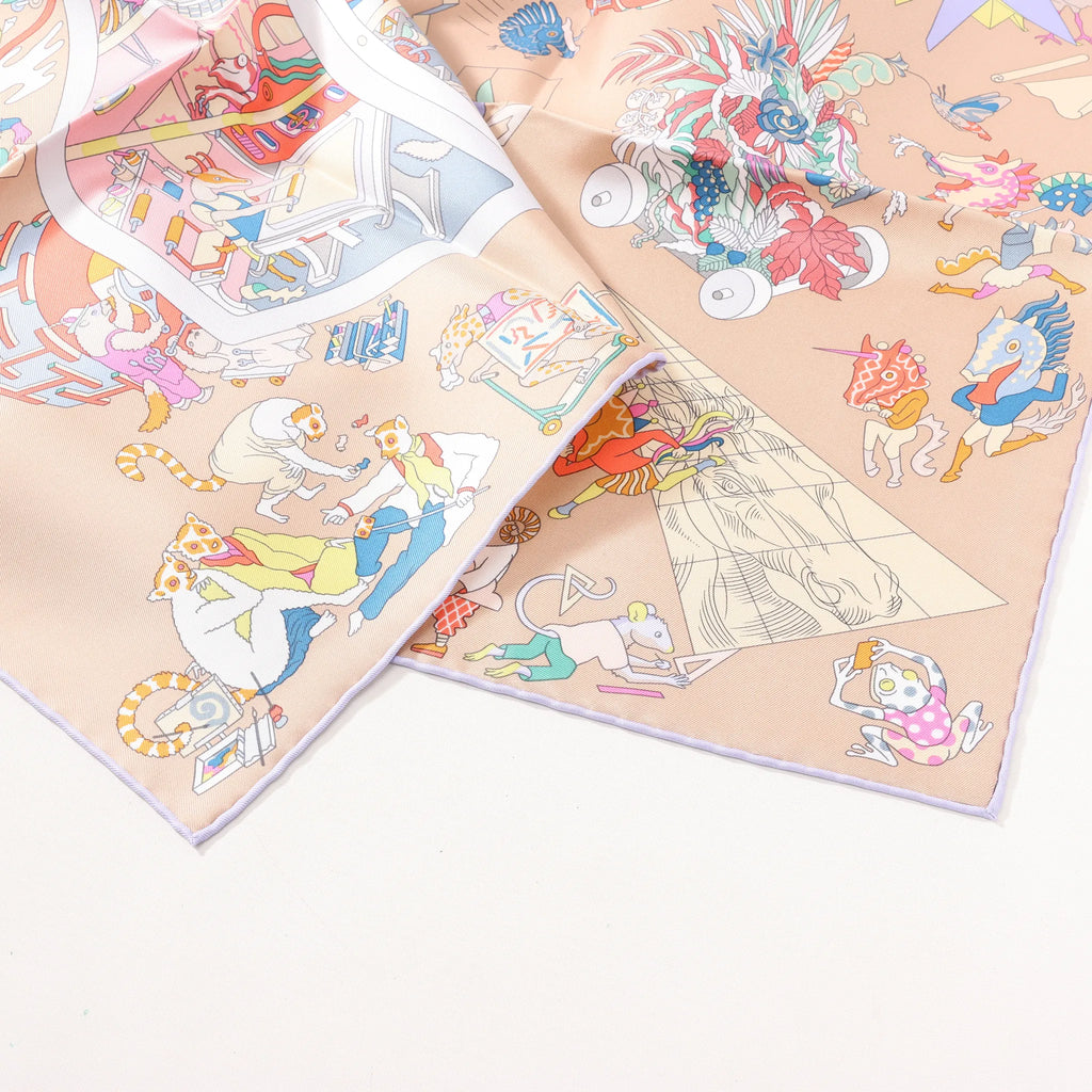 Hermès Carré 90 "Academia" Silk handkerchief in Pink