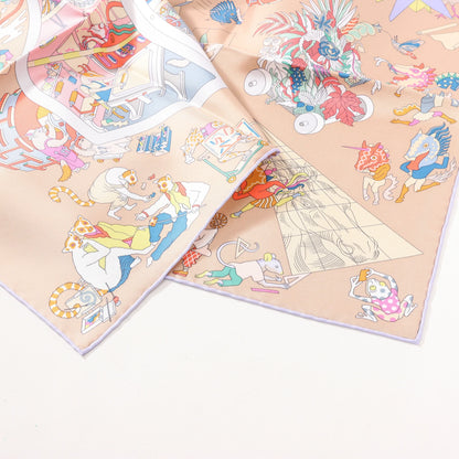 Hermès Carré 90 „Academia“ Seidentaschentuch in Rosa