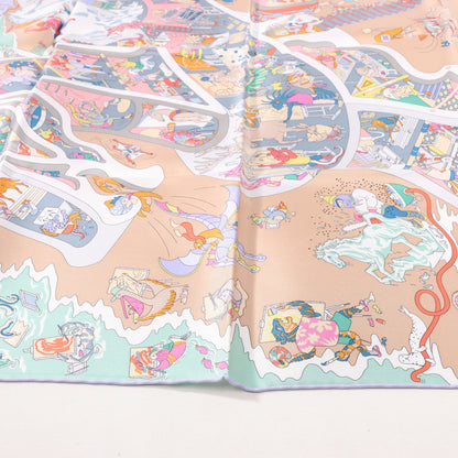 Hermès Carré 90 „Academia“ Seidentaschentuch in Rosa