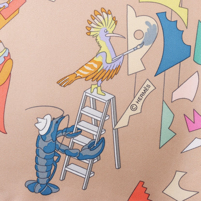 Hermès Carré 90 „Academia“ Seidentaschentuch in Rosa