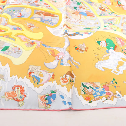 Hermès Carré 90 „Academia Ipica“ Seidentaschentuch in Orange