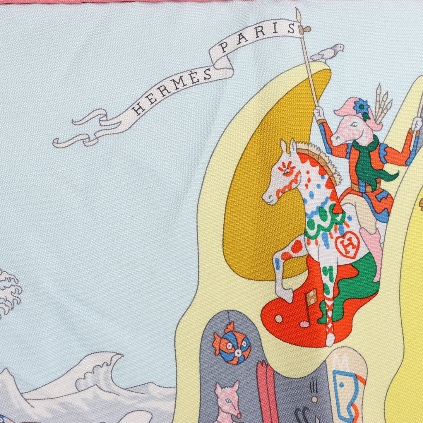 Hermès Carré 90 „Academia Ipica“ Seidentaschentuch in Orange