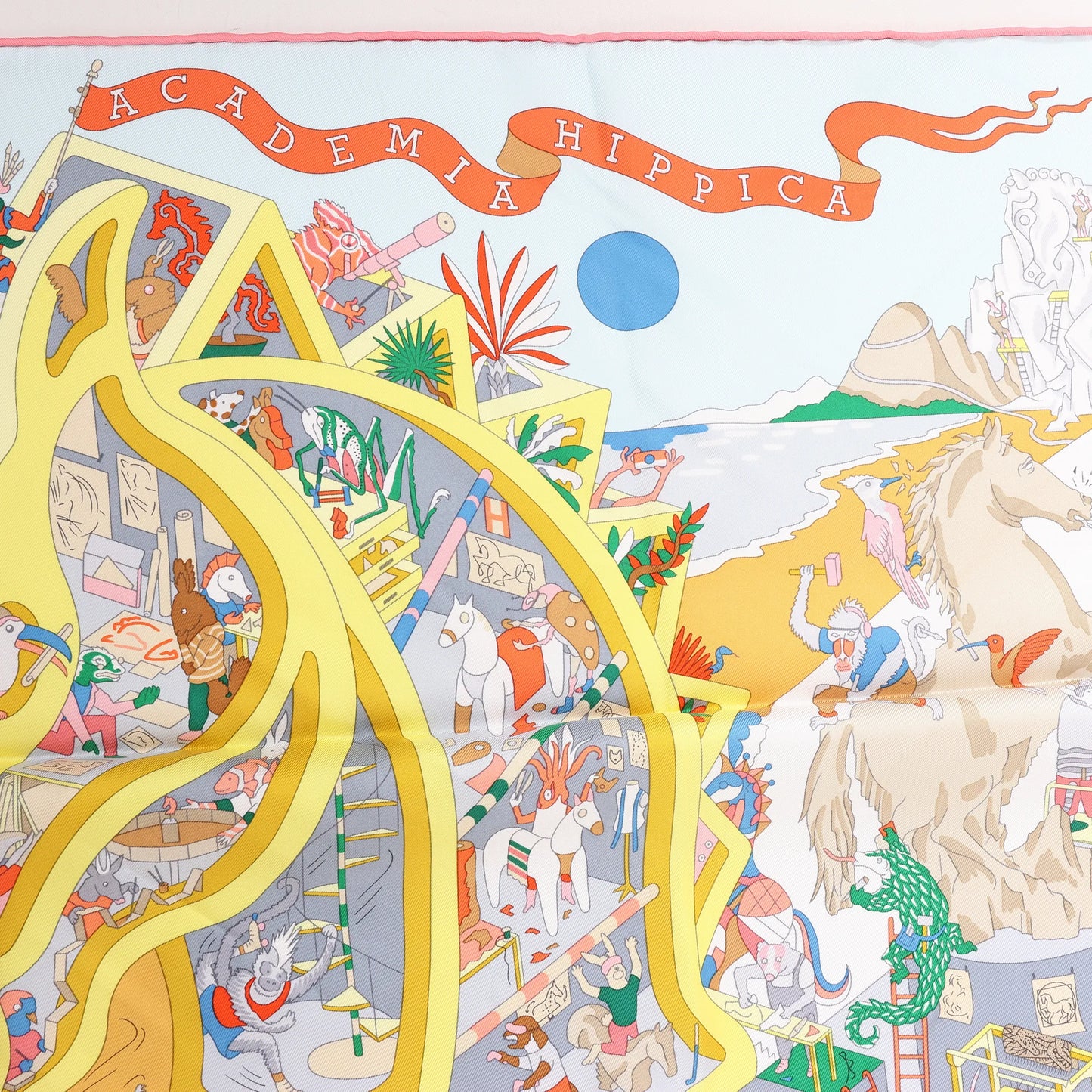 Hermès Carré 90 „Academia Ipica“ Seidentaschentuch in Orange