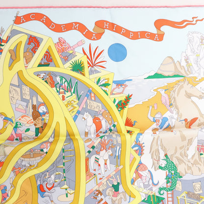 Hermès Carré 90 „Academia Ipica“ Seidentaschentuch in Orange