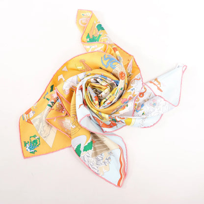 Hermès Carré 90 „Academia Ipica“ Seidentaschentuch in Orange