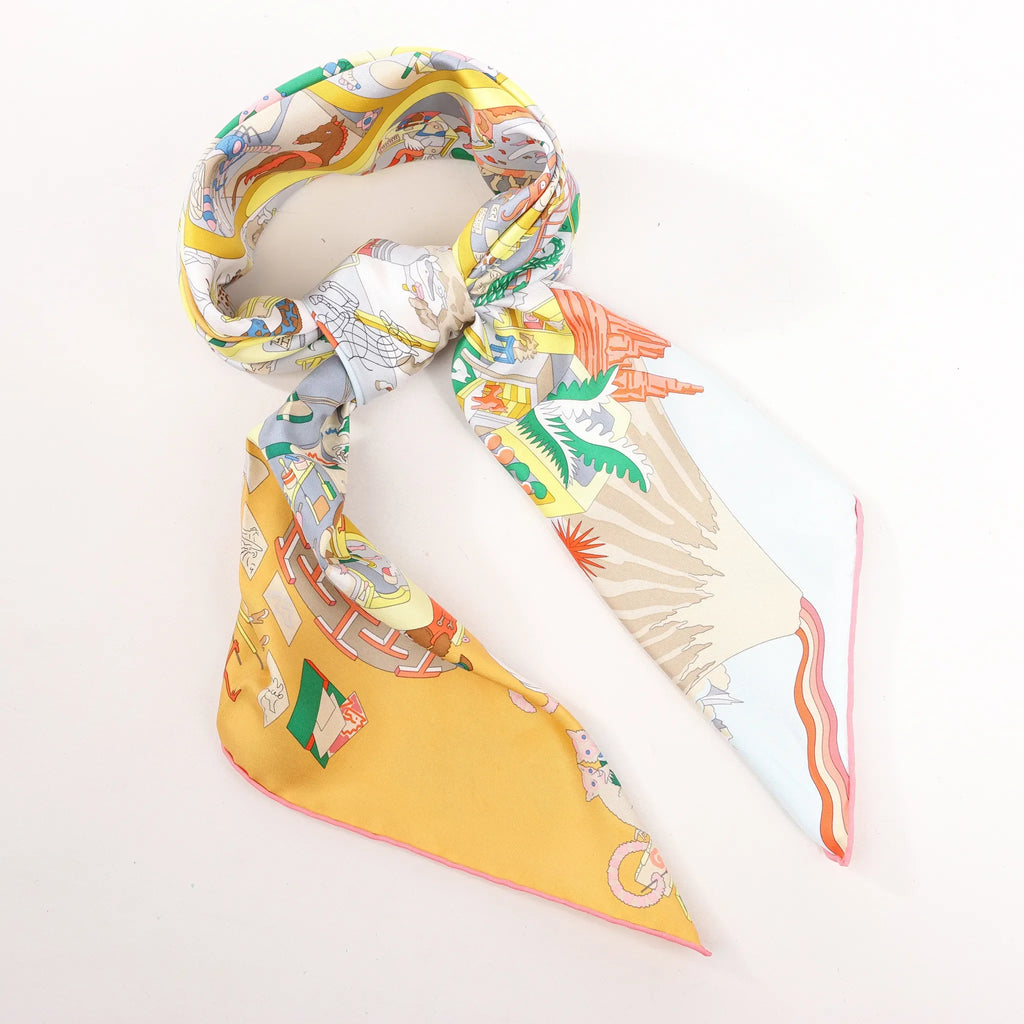 Hermès Carré 90 "Academia Ipica" Silk handkerchief in Orange