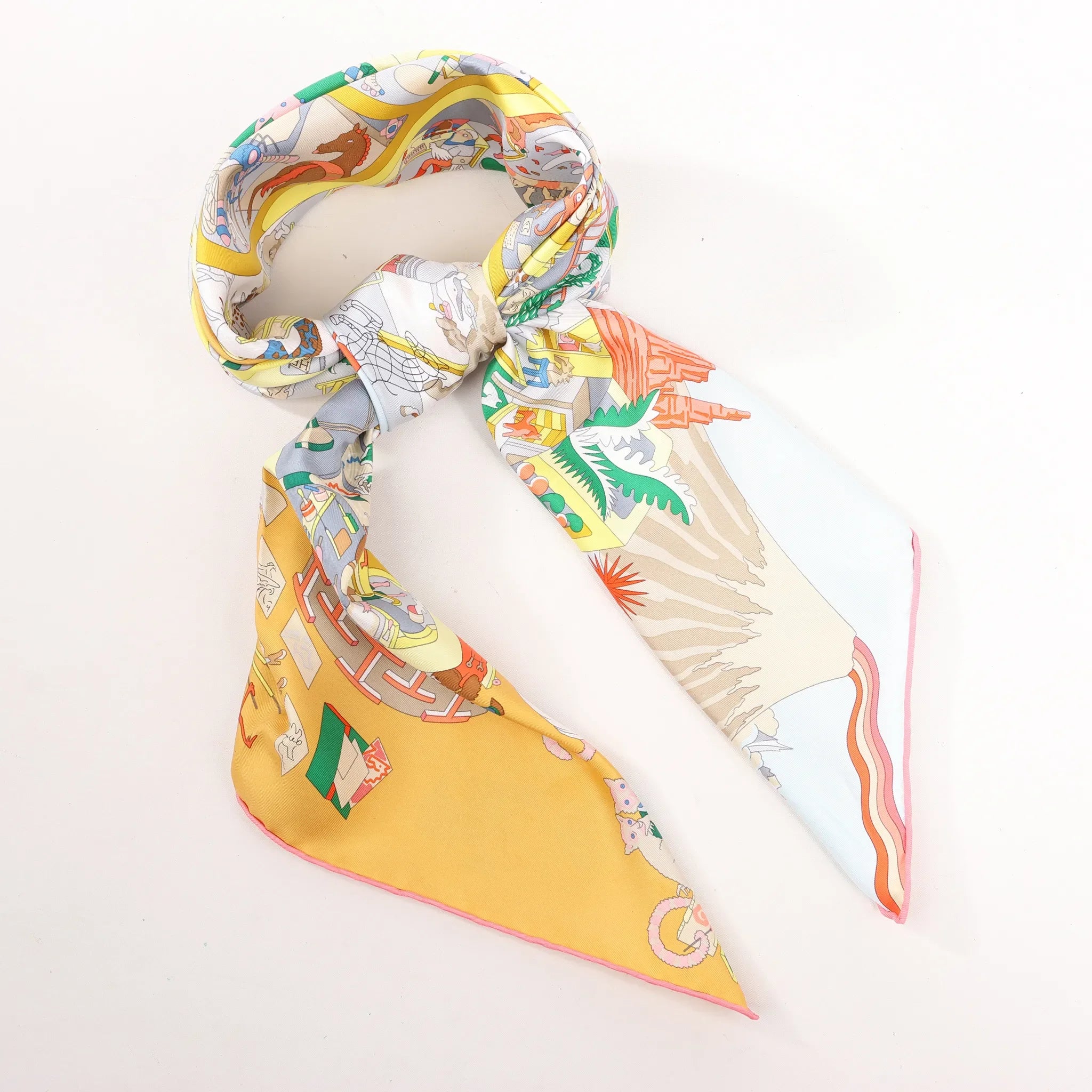 Hermès Carré 90 "Academia Ipica" Silk handkerchief in Orange