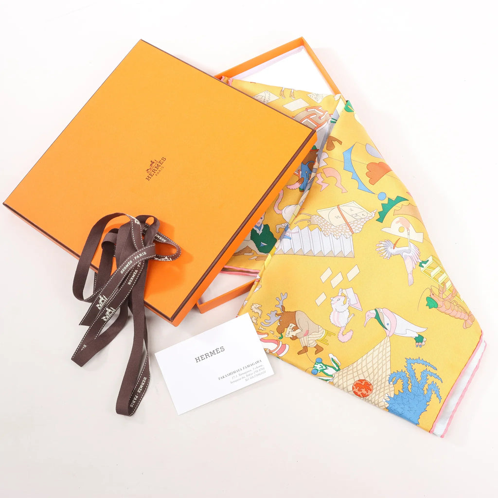 Hermès Carré 90 "Academia Ipica" Silk handkerchief in Orange
