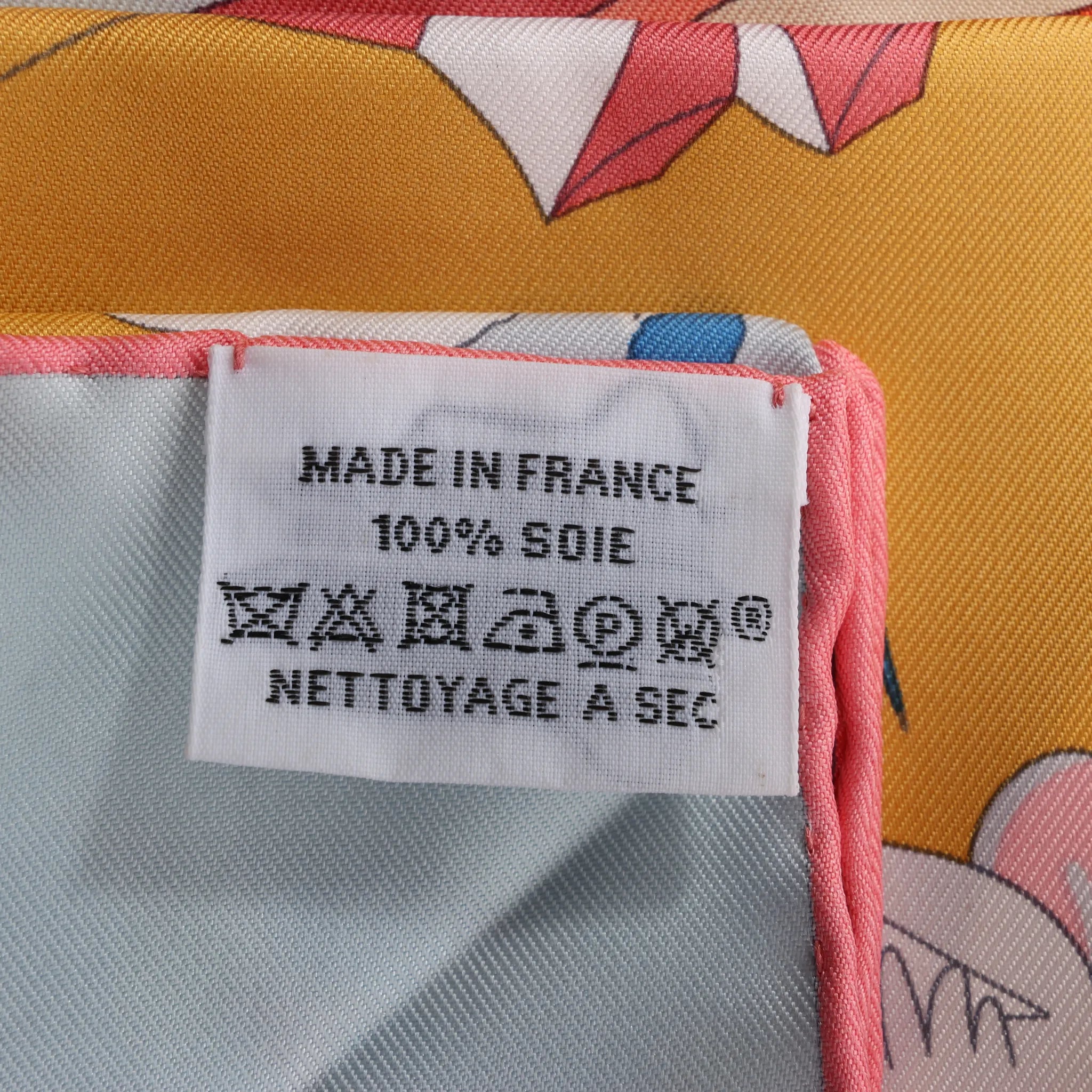 Hermès Carré 90 "Academia Ipica" Silk handkerchief in Orange