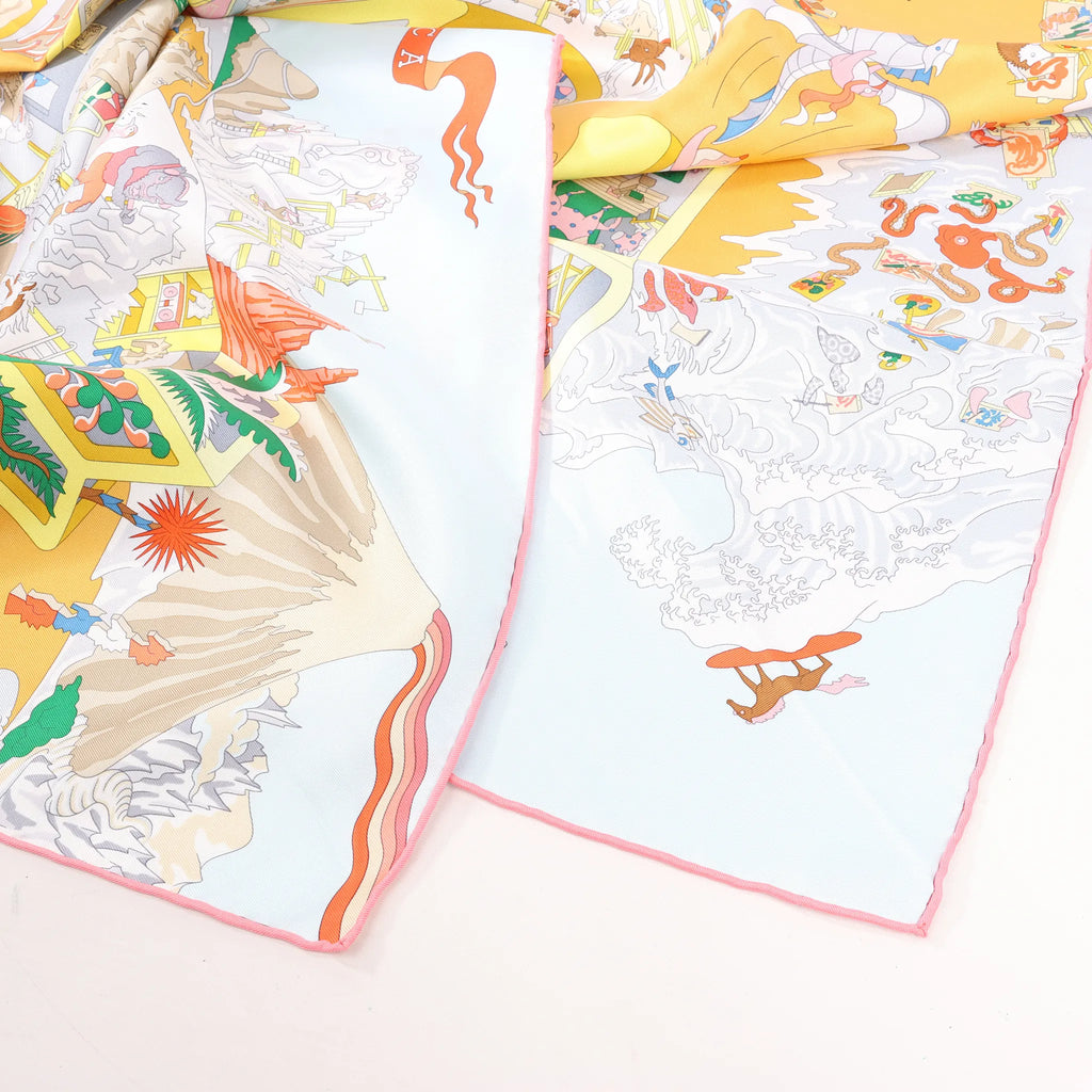 Hermès Carré 90 "Academia Ipica" Silk handkerchief in Orange