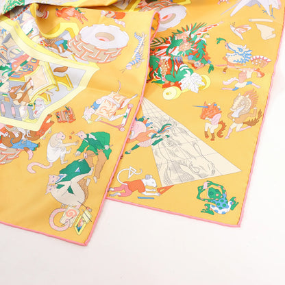 Hermès Carré 90 „Academia Ipica“ Seidentaschentuch in Orange