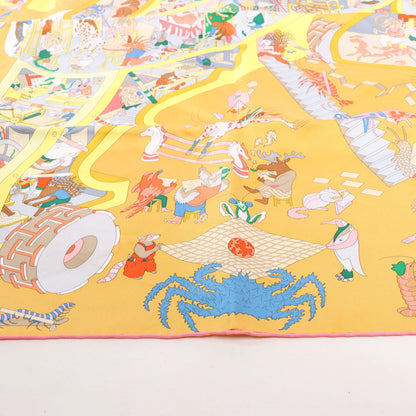 Hermès Carré 90 „Academia Ipica“ Seidentaschentuch in Orange