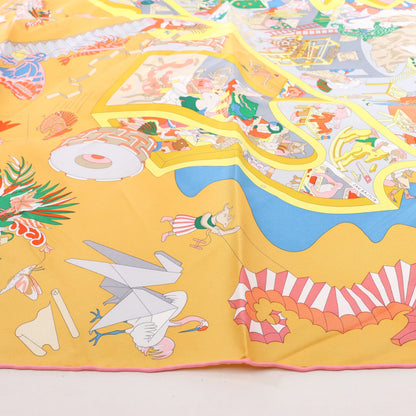 Hermès Carré 90 „Academia Ipica“ Seidentaschentuch in Orange