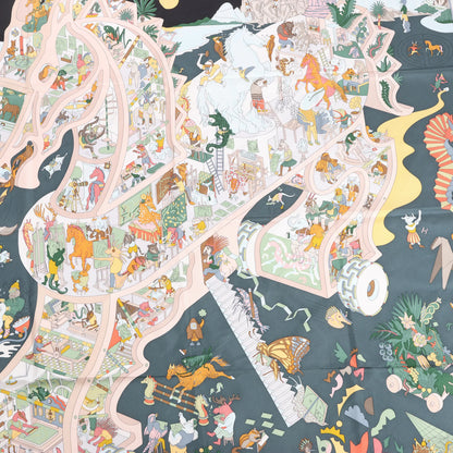 Hermès Carré 90 „Academia Ipica“ Seidentaschentuch in Grau