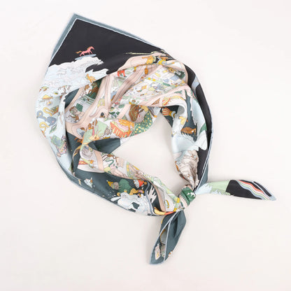 Hermès Carré 90 „Academia Ipica“ Seidentaschentuch in Grau