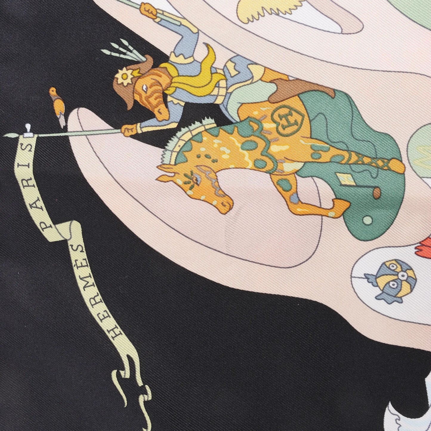 Hermès Carré 90 „Academia Ipica“ Seidentaschentuch in Grau