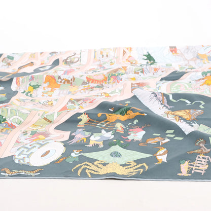 Hermès Carré 90 „Academia Ipica“ Seidentaschentuch in Grau