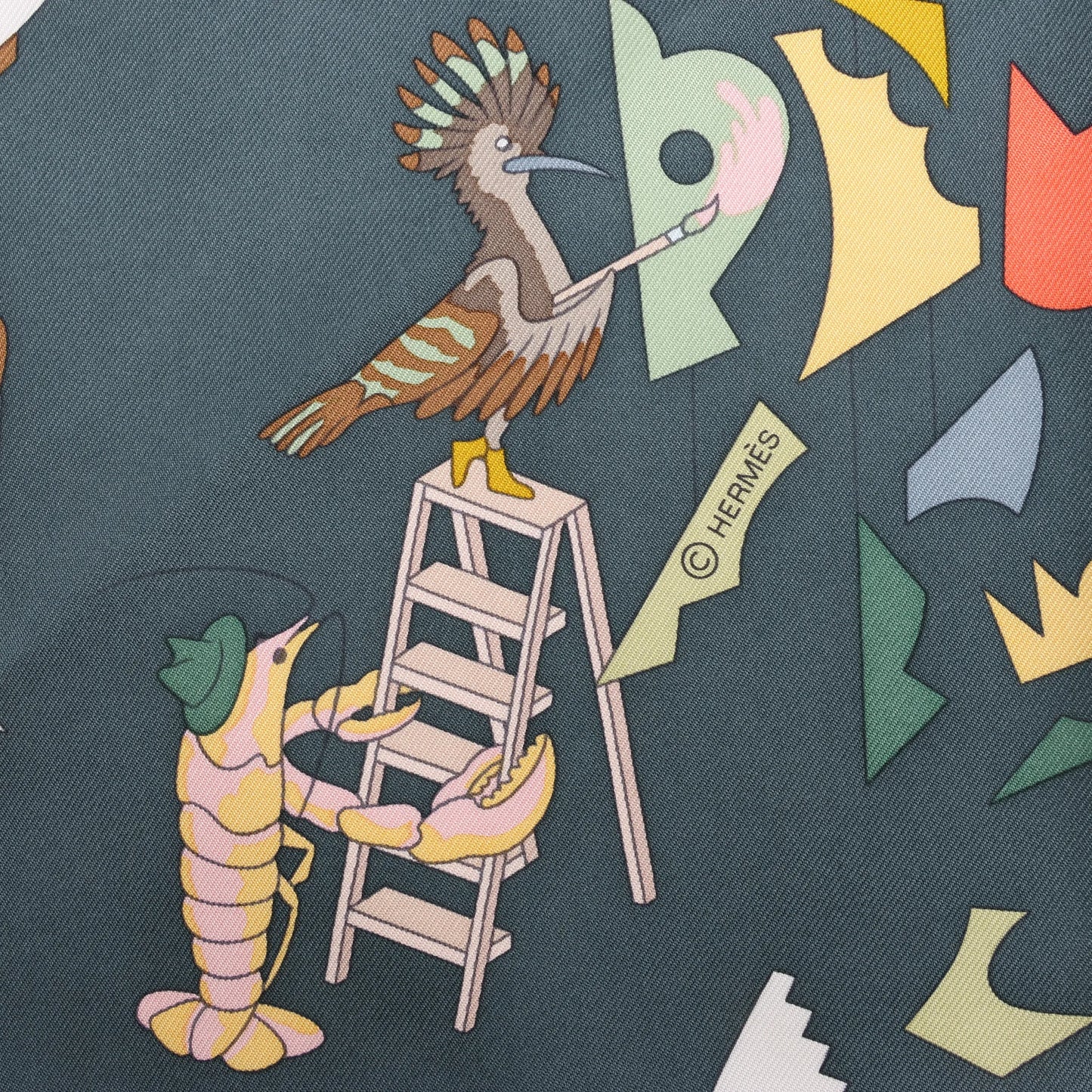 Hermès Carré 90 „Academia Ipica“ Seidentaschentuch in Grau