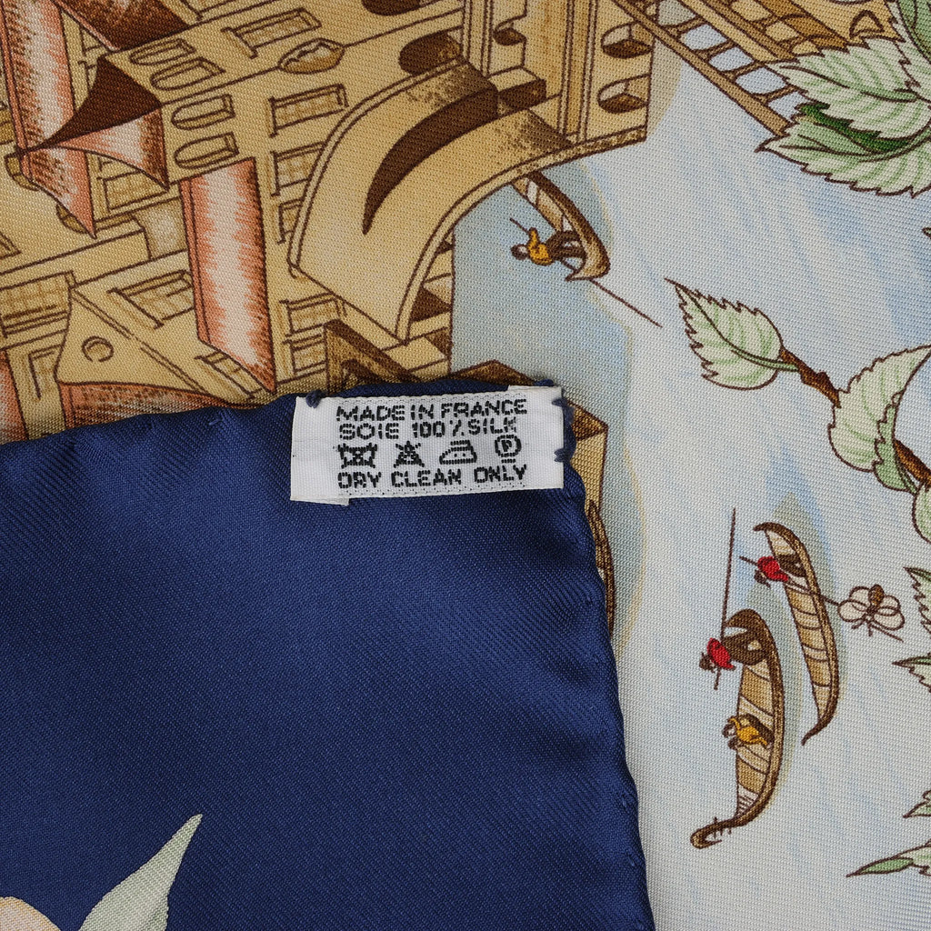 Hermès Carré 90 "Au Pays de Cocagne" Silk handkerchief in Navy Blue