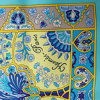 Hermès Carré 90 "Au Pays des Oiseaux Fleurs" Silk handkerchief in Blue