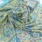 Hermès Carré 90 "Au Pays des Oiseaux Fleurs" Silk handkerchief in Blue