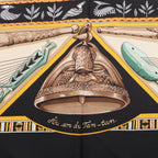 Hermès Carré 90 "Au Son du Tam Tam" Silk handkerchief in Black