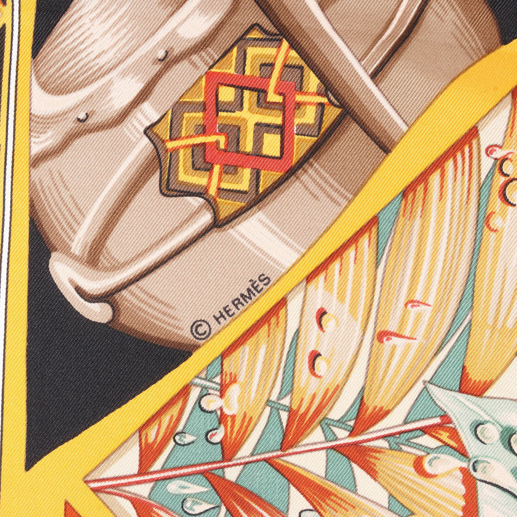 Hermès Carré 90 "Au Son du Tam Tam" Silk handkerchief in Black