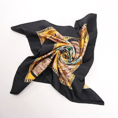 Hermès Carré 90 "Au Son du Tam Tam" Silk handkerchief in Black