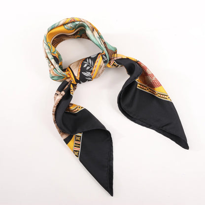 Hermès Carré 90 "Au Son du Tam Tam" Silk handkerchief in Black