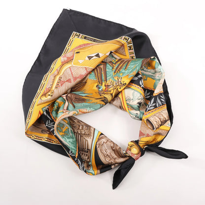 Hermès Carré 90 "Au Son du Tam Tam" Silk handkerchief in Black