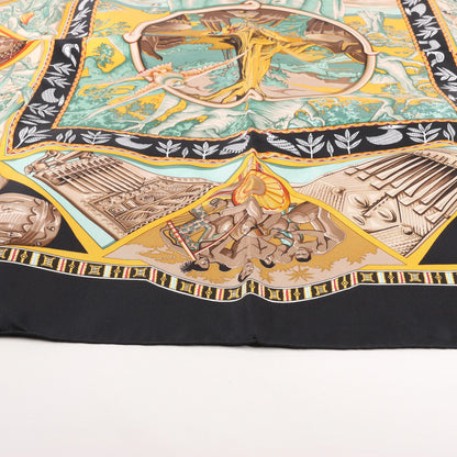 Hermès Carré 90 "Au Son du Tam Tam" Silk handkerchief in Black