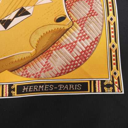 Hermès Carré 90 "Au Son du Tam Tam" Silk handkerchief in Black