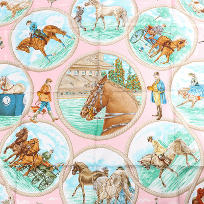 Hermès Carré 90 "Auteuil en Mai" Silk handkerchief in Pink