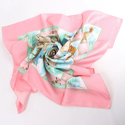 Hermès Carré 90 "Auteuil en Mai" Silk handkerchief in Pink