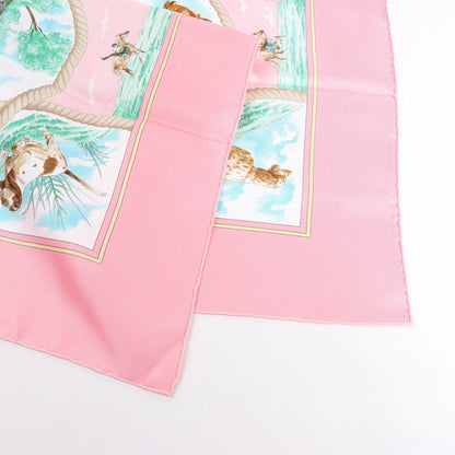 Hermès Carré 90 "Auteuil en Mai" Silk handkerchief in Pink