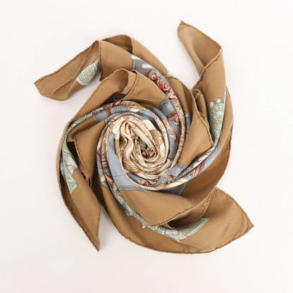 Hermès Carré 90 „Azulejos“ Seidentaschentuch in Braun