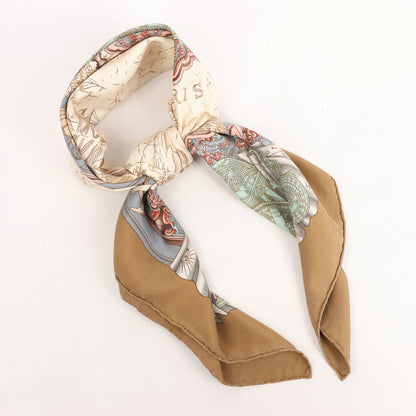 Hermès Carré 90 „Azulejos“ Seidentaschentuch in Braun