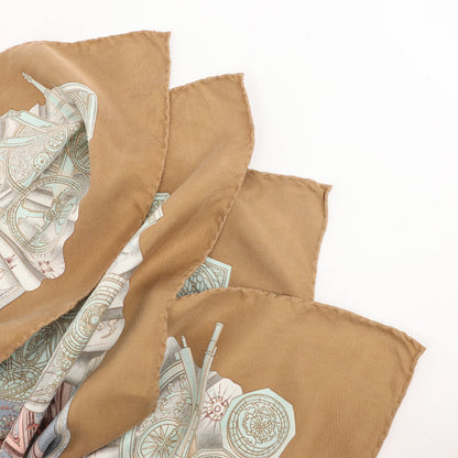 Hermès Carré 90 „Azulejos“ Seidentaschentuch in Braun